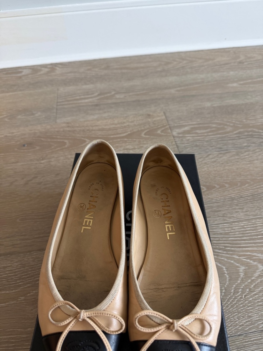 Chanel Beige and Black Ballet Flats - Picture 8 of 10